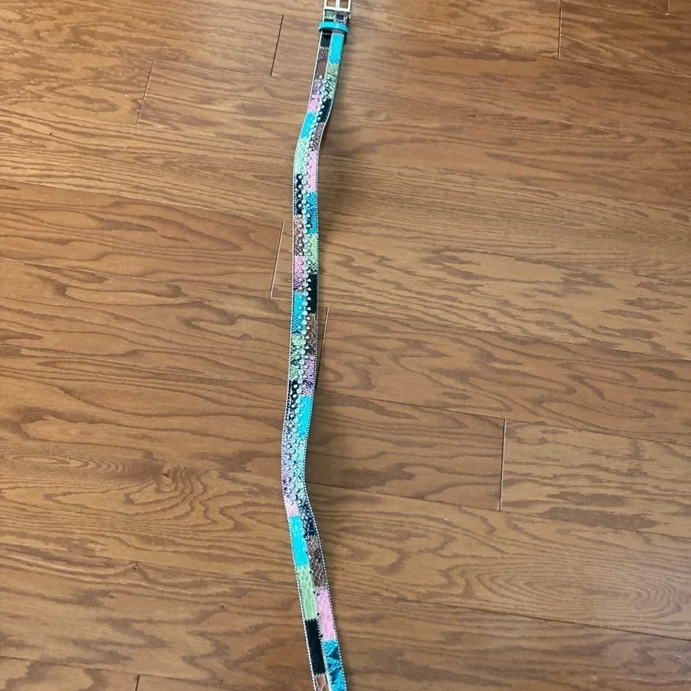 GUESS Belt Multicolor Faux Snakeskin Finish Rhinestones Vintage Y2K Size L